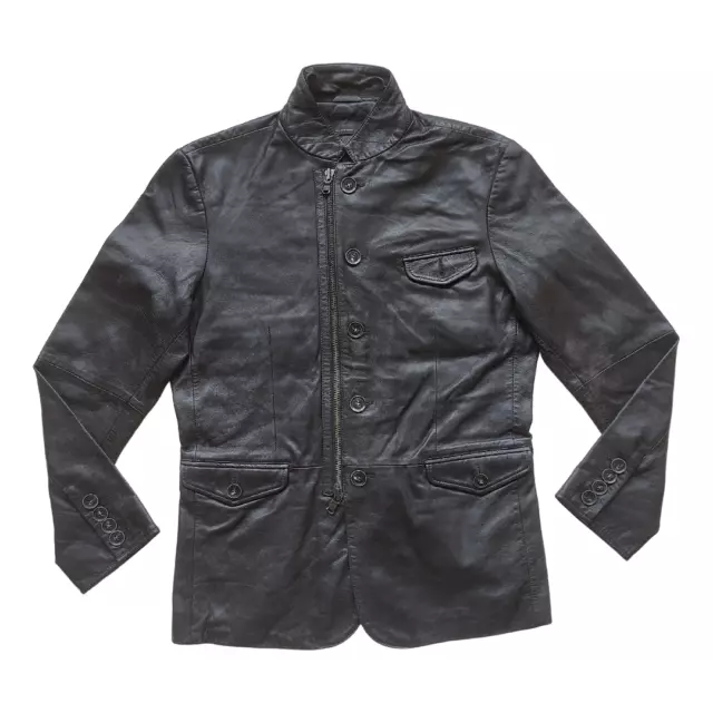 John Varvatos Zip/Button Leather Jacket  WORLDWIDE SHIPPING