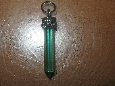 Wiccan Sterling Silver Blue/Green Aqua Aura Crystal Quartz Pendant Necklace