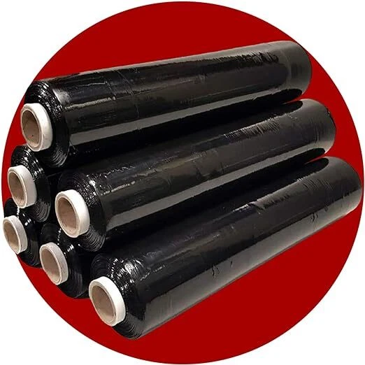 Strong Black Pallet Wrap Rolls Stretch Shrink Parcel Cling