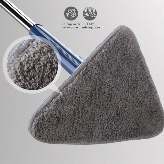 Fregona de limpieza triangular ajustable 360° varilla de limpieza telescópica giratoria U1J4