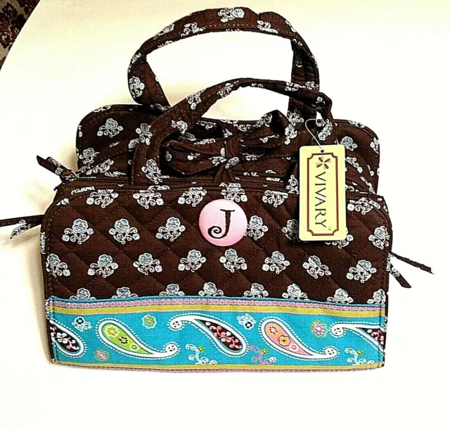 Vivary Purse Organizer Paisley Makeup Bag With Letter "J" Sewn On -New With Tags