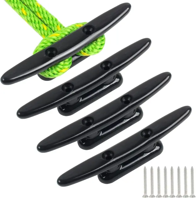 Black Nylon Boat Cleat 4"/5"/6"/8", Dock Cleat with Hardware 4 Pack,Boat Dock Cl