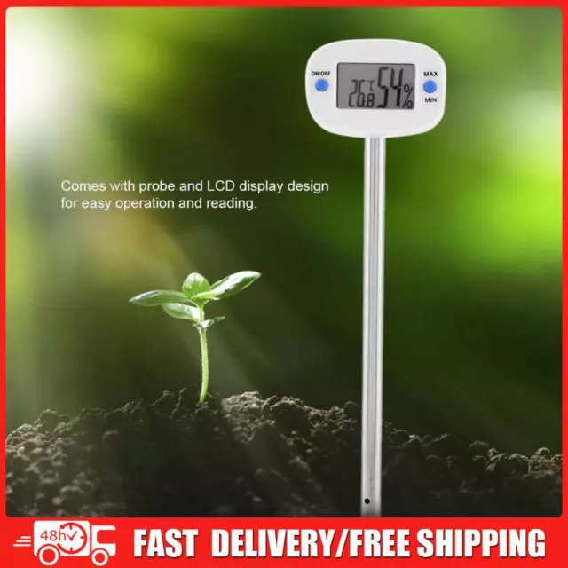 LCD Electronic Soil Thermometer Hygrometer with Probe for Garden Lawn Plant Pot