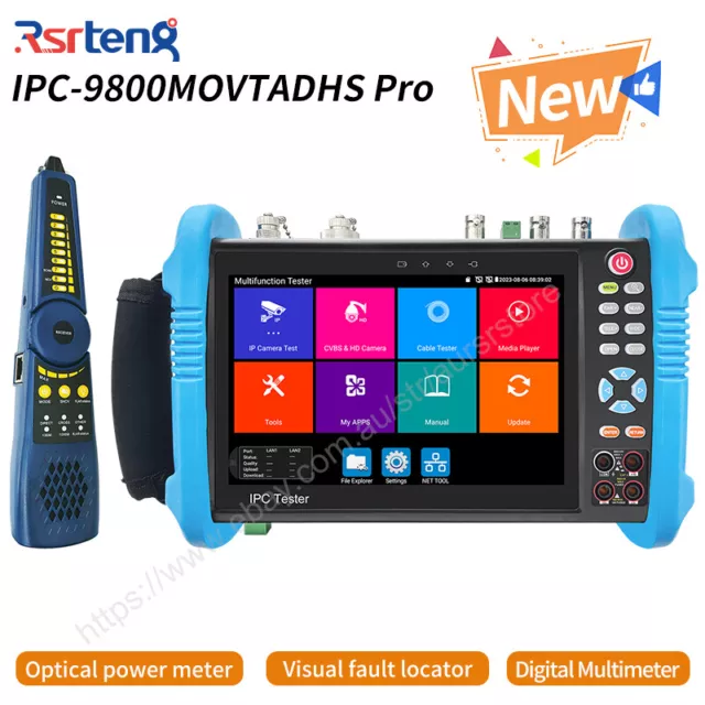 Rsrteng 7 Inch IPS 4K 8MP SDI CVI DMM TDR Camera Tester IPC-9800MOVTADHS Pro