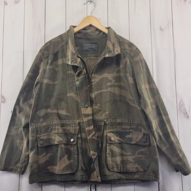 Blank NYC Jacket Large Women Camo Camoflage Military Zip Snap Heavy Cotton