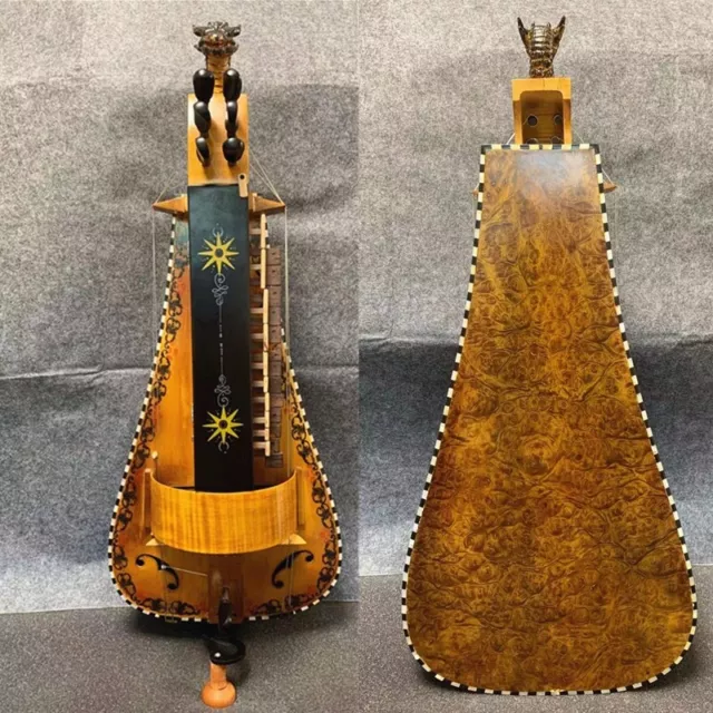 Rare 6 strings 23 keys Hurdy Gurdy,Maple wood,Inlay shell,Carved dragon Head