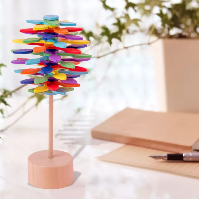Wooden Helicone Wand Rotating Lolly Toy Children Decompression Educational Toys 3