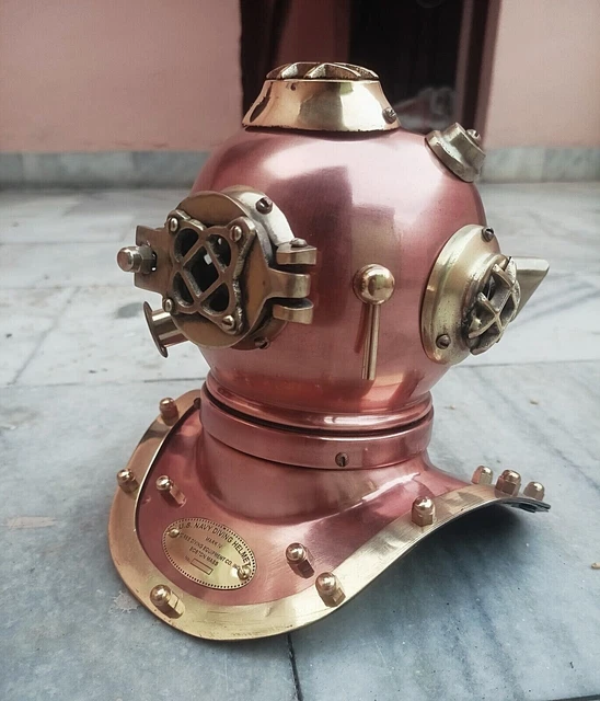 BRASS VINTAGE STYLE Mark V US Navy Scuba Deep Mini Diving Divers Helmet ...