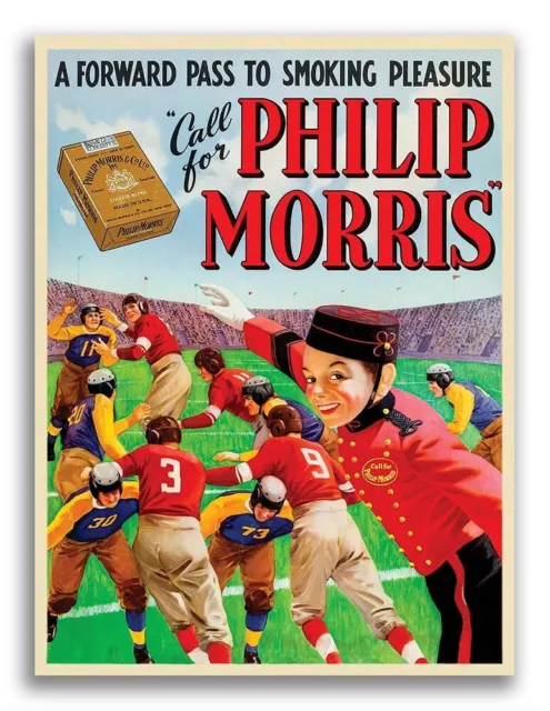 1930s Philip Morris Cigarettes Vintage Style Football Advertising Poster - 24x32