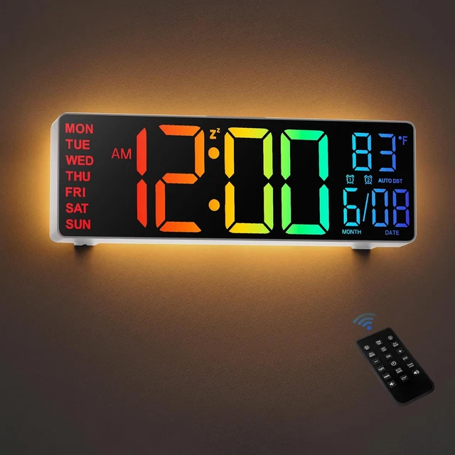 Orologio Da Parete LED Gigante 16.5'' - Con Telecomando, Luminosità Regolabile, Sveglia, Data, Temperatura | Per Anziani E Casa - Foto 6