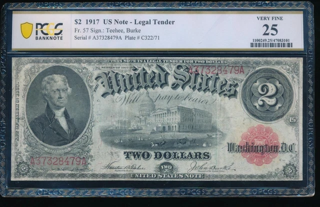 AC Fr 57 1917 $2 Legal Tender PCGS 25  !!