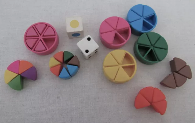 Trivial Pursuit  Board Game Spare Parts Coloured Tokens, Dice Assortment