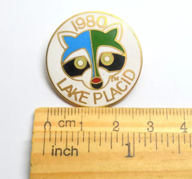 Vintage Usa Olympic Winter Games Lake Placid 1980 Raccoon Mascot Pin Badge 3