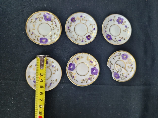 DINETTE MINIATURE ANCIENNE Porcelaine Fin XIXeme Dorure Et Fleurs Coffret Poup?�e EUR 166,00 