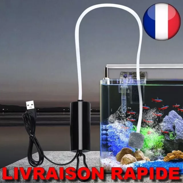Pompa per ossigeno Acquario Mini caricatore USB Acquario Bolle d'acqua...