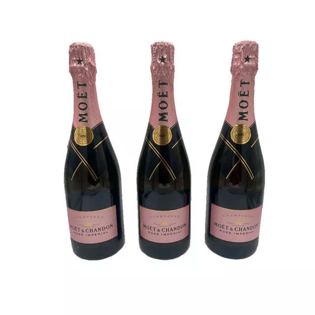 NEU 3 x Moet & Chandon Rose Impérial Champagner 0,75l 12% Vol. OVP 3