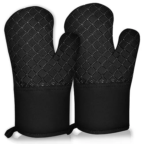 1 Pair Oven Mitts for Kitchen Heat Resistant Oven Gloves Soft Cotton Lining An