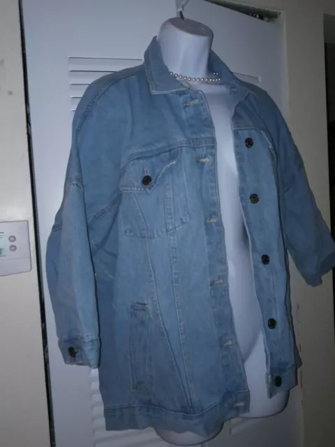 The Rockin Rev Batwing Slouch Denim Jacket US Sz 8 Lt. Blue