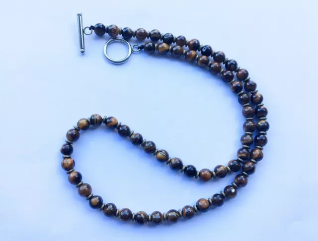 Collana Girocollo Uomo Donna in Pietra Naturale Occhio di Tigre Ematite 6mm