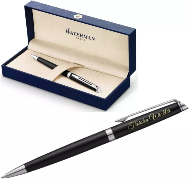 WATERMAN® Kugelschreiber Modell Hemisphere Lack-Schwarz C.C mit Gravur graviert