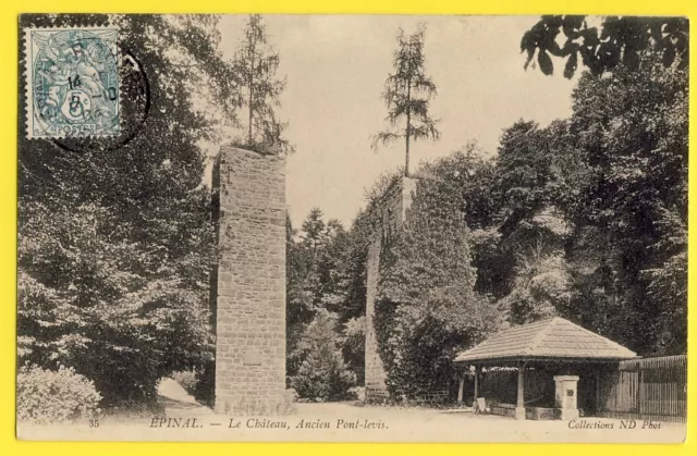 cpa 88 - ÉPINAL (Vosges) Le CHÂTEAU Ancien PONT LEVIS Le LAVOIR et la FONTAINE