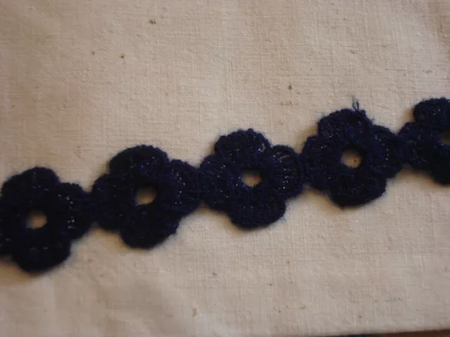 GALON  ANCIEN vintage fleurs bleues (730)    & ANTIQUE TRIM