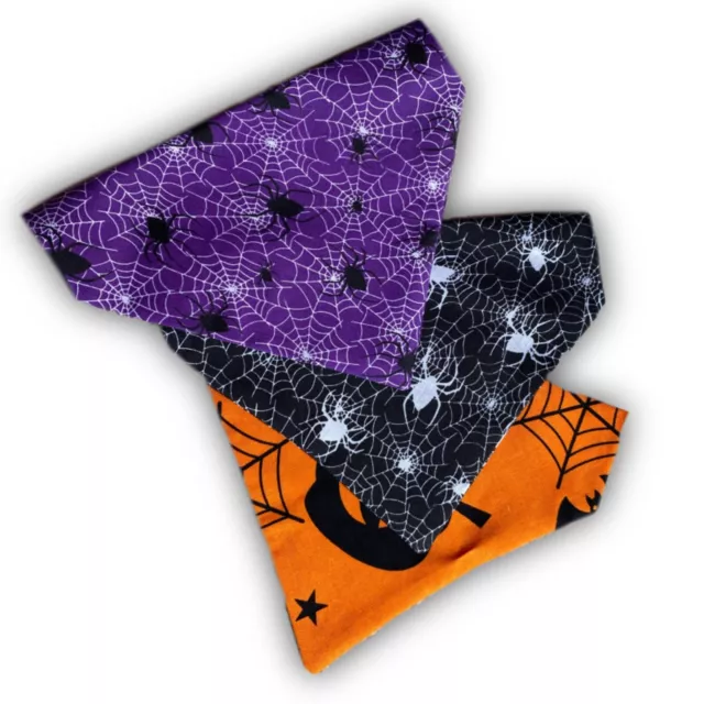 Halloween Bat Pumpkin Dog Pet Bandana Slip on Collar Style Neckerchief 3 pack