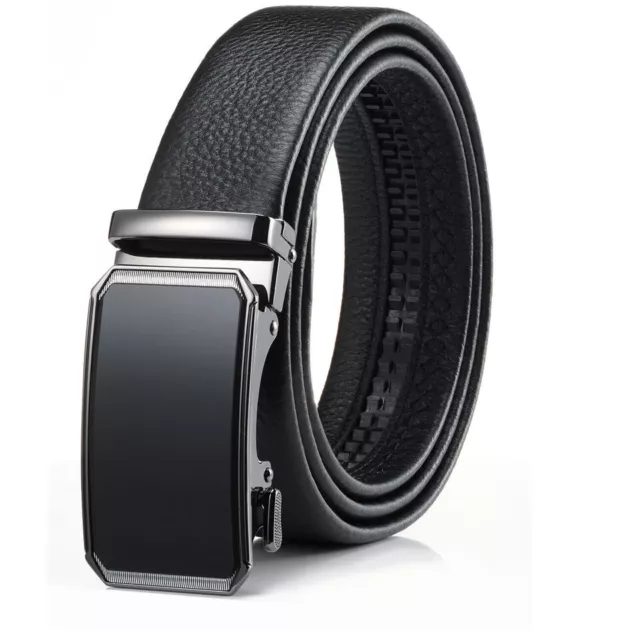 Genuine Leather Mens Ratchet Belt Belts For Men Adjustable Automatic Buckle