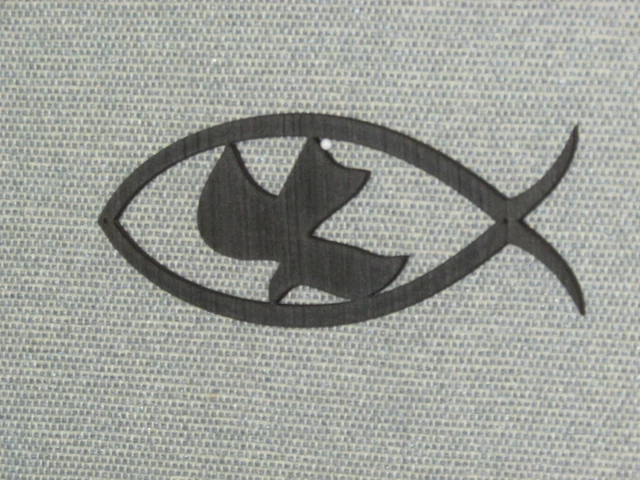 Christian Fish Symbol with a Dove In The Center Wood Wall Decor