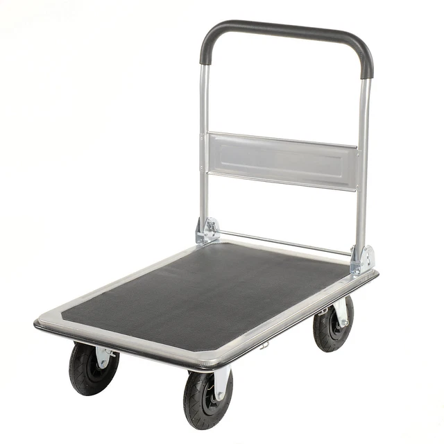 Folding Platform Truck Solid Steel Deck 35 x 23 600 Lb. Cap. 8" Pneumatic Wheels