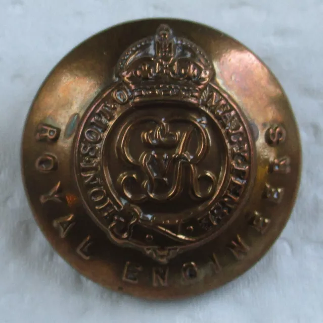 UK Army:"ROYAL ENGINEERS BRASS BUTTON"(23mm, Other Ranks, GVR, RE, WW1 Period)