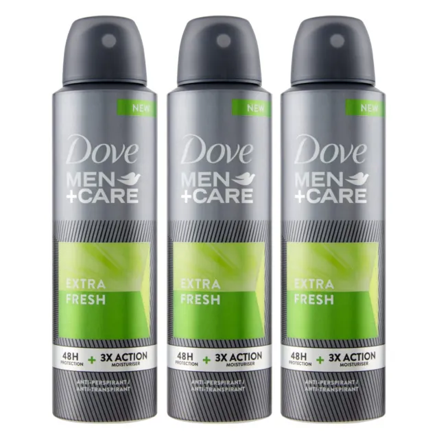 3x Dove Men+Care Deodorante Spray Extra Fresh 48h 0% Alcol Antitraspirante - 3 F