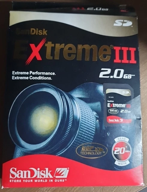 Tarjeta de Memoria Digital Segura SanDisk 2 GB Extreme III SD Totalmente Nueva 🙂️