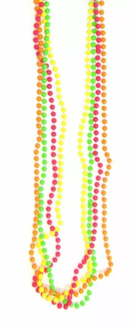 Neon beaded Necklaces Neon Fluorescent 80's Necklaces Rave Bead Necklaces 4 pack