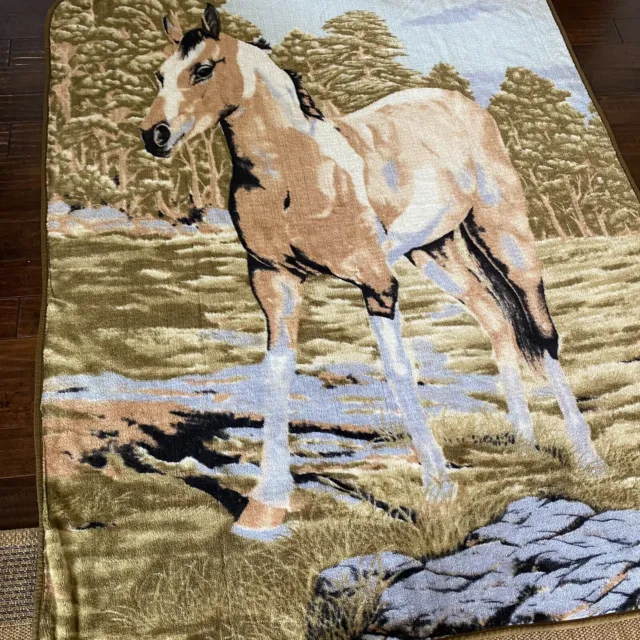 Horse Theme Fleece Blanket Duke Imports Large Multicolor Polyester 78" x 95"
