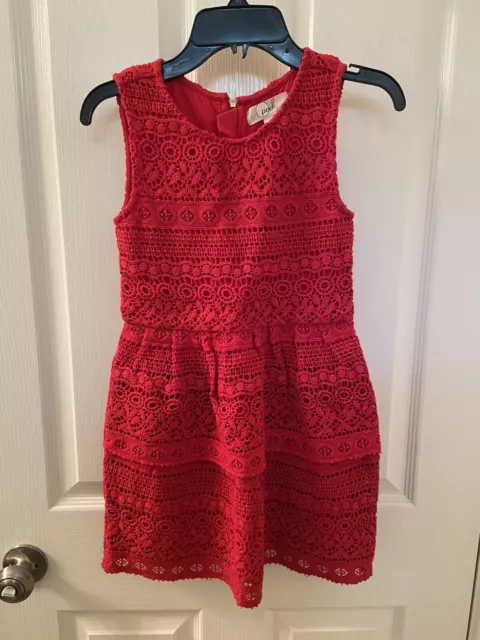 Peek Kids Tessa Tiered Lace Dress Red Girls Size Medium 6-7 NWT