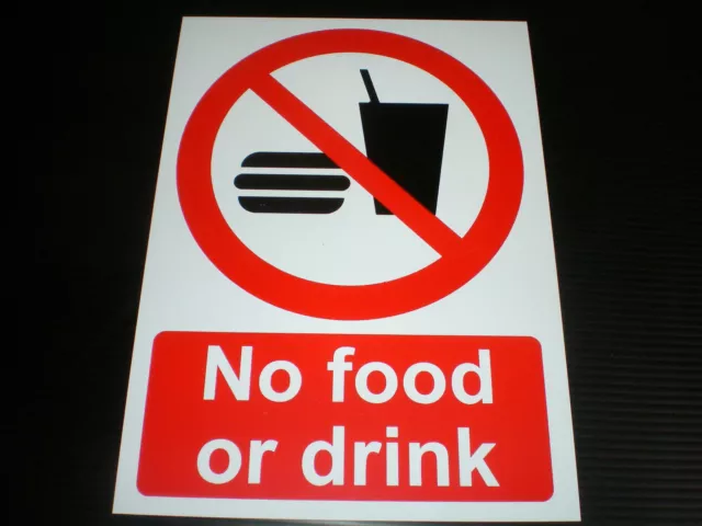 No Food Or Drink Plastic Sign Or Sticker Choice Of Sizes Silk Screen Printed