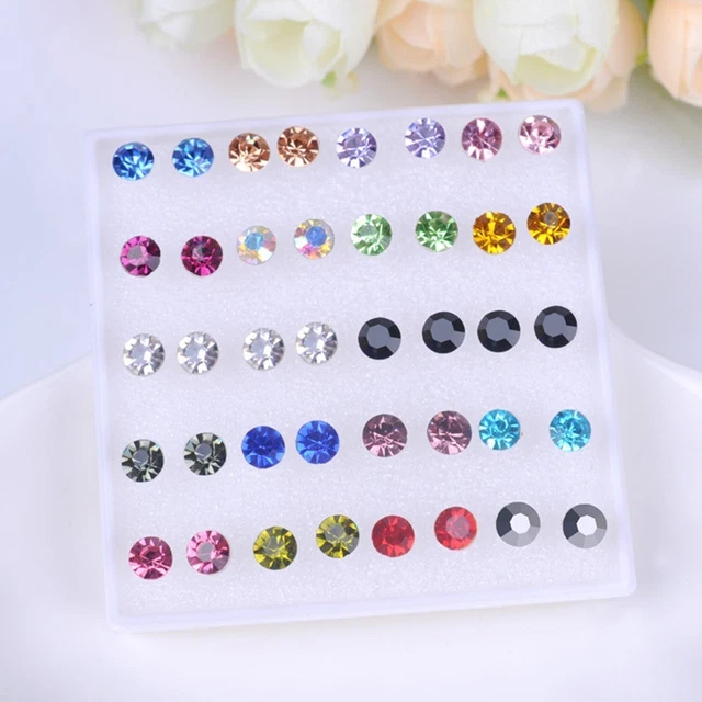 Kit DIY Boucles D'Oreilles SUNNYCLUE - 30 Paires, Cabochons Verre 12mm, Crochets Argent, Création Bijoux