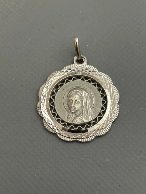 Pendentif Médaille Religieuse En Argent Massif 850‰ - Sainte Vierge - Ancien - Occasion