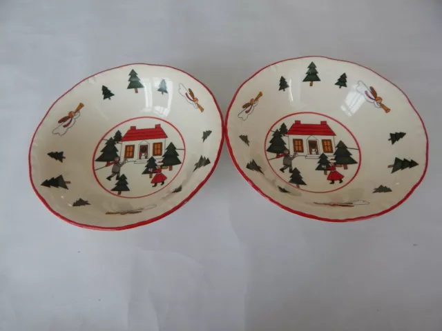 Masons Christmas Village Tableware 2 Dishes Bowls Ironstone Soup Dessert Cereal