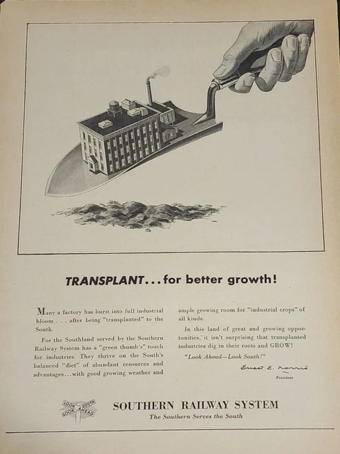 SOUTHERN RAILWAY MAGAZINE Ad Train Advertisement Orginal Vintage Growth ...