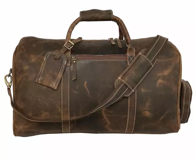 20 In Buffalo Leather Duffle Bag Weekend Travel Luggage Aircabin