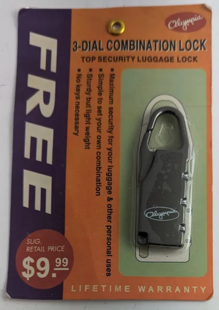 Genuine Olympia 3-Dial Top Security Luggage Combination lock *NEW in Package!*