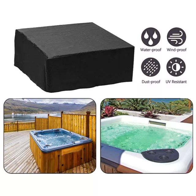 Spa Hot Tub Dust Cover Cap Waterproof Jacuzzi Hotspring UV Proof Guard Black