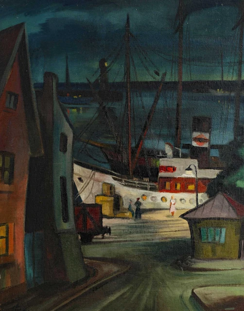 Monograma 1951 Ambos Lados Pintado Pintura Al Óleo Expresivo Akademisch Puerto