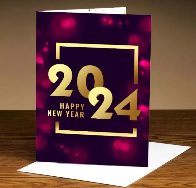 Tarjetas de felicitación de Año Nuevo 2024 para todos | 20 tarjetas de...