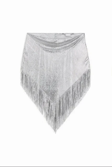 Jupe Métallique à Franges Paco Rabanne H&M Argentée Taille M - Neuve Avec étiquettes