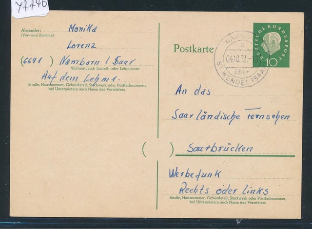 47740) Landpost K2 Namborn über St.Wendel (Saar), GA 1962