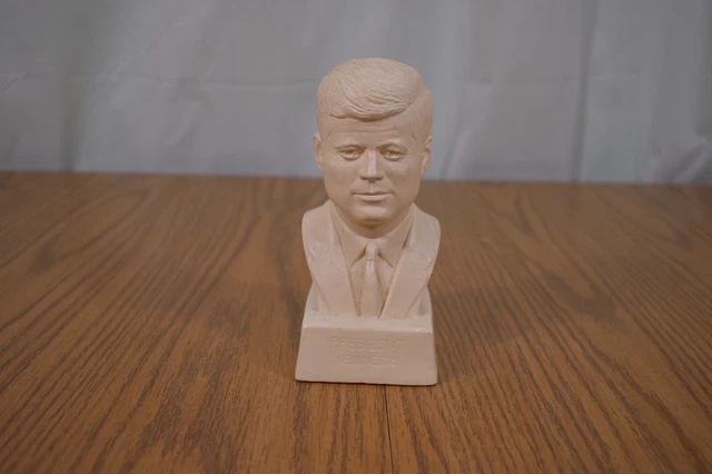 W.A. Smith John F Kennedy Bust Head White Chalk-ware Statue circa 1960 Vintage