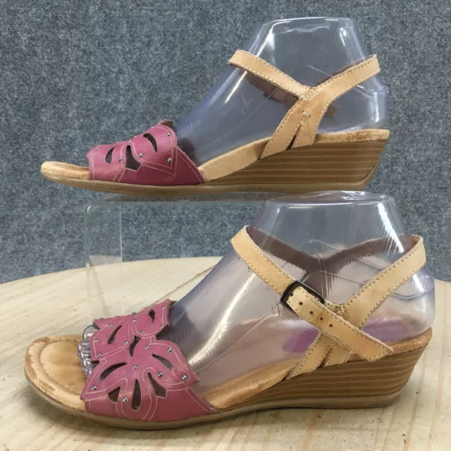 Earth Sandals Womens 6B Orchid Raspberry Slide Wedge Heel Slingback Pink Leather 2